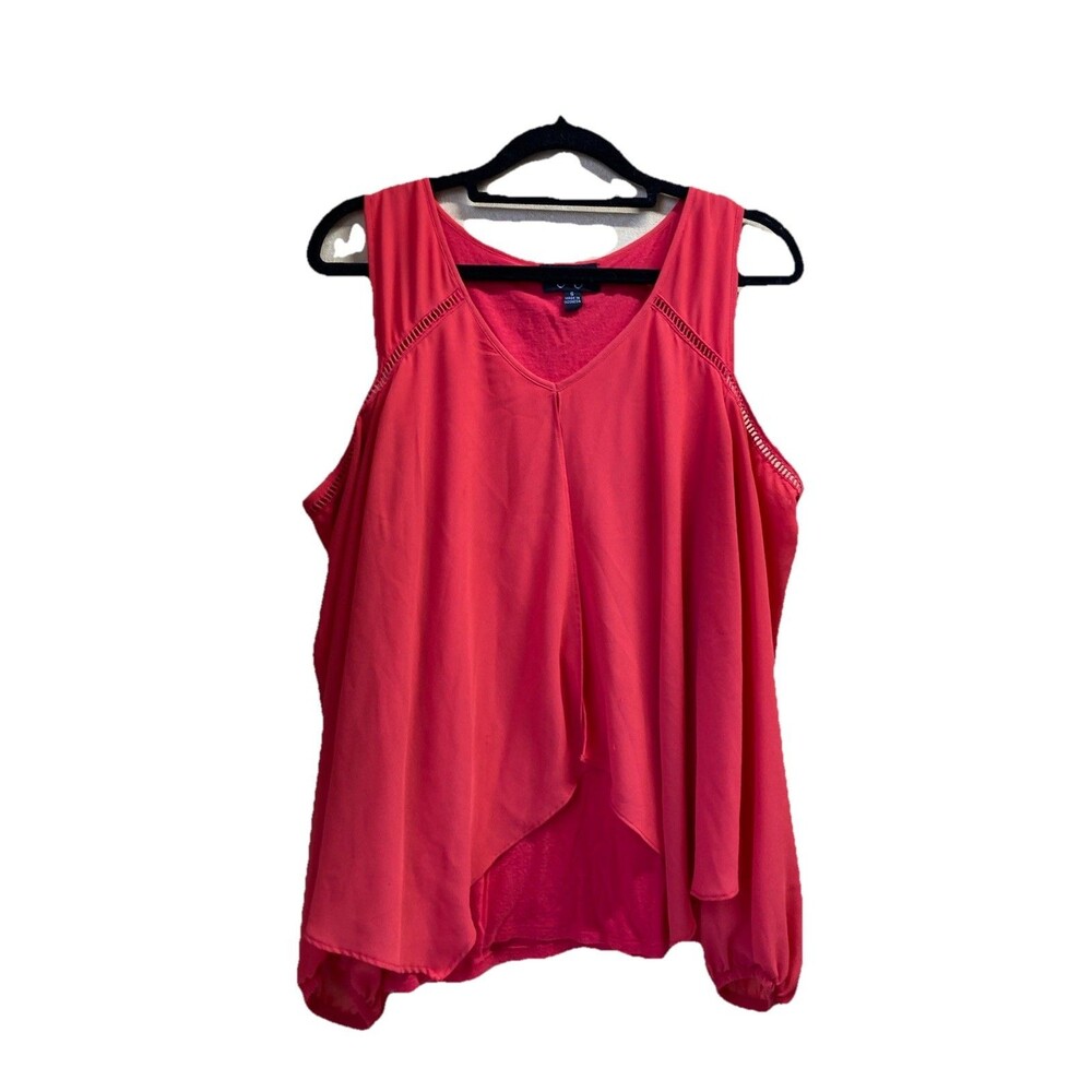 Womens By & By Pink Peek Shoulder Sheer Long Sleeve Blouse Size Small